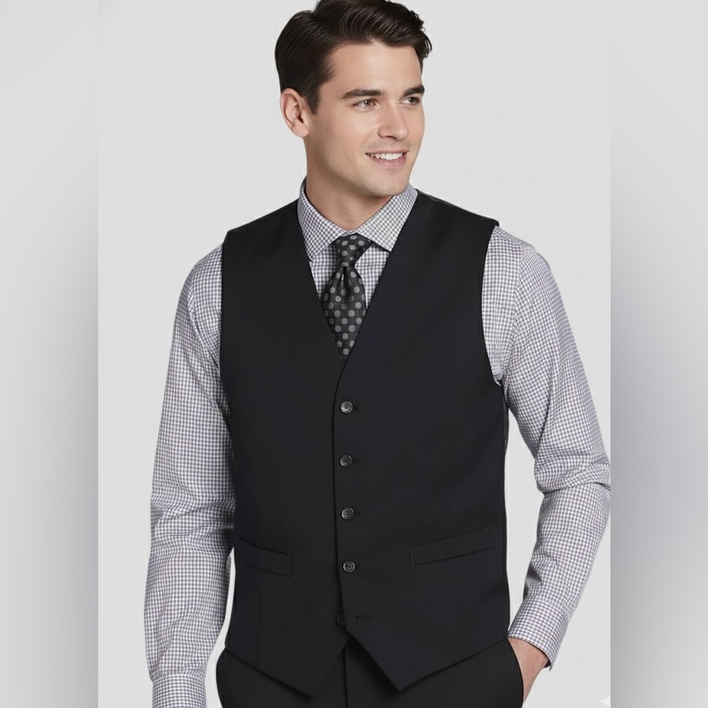 Kenneth Cole Awearness Wool Blend Modern Fit Suit Vest Black Men’s Size XL NWOT